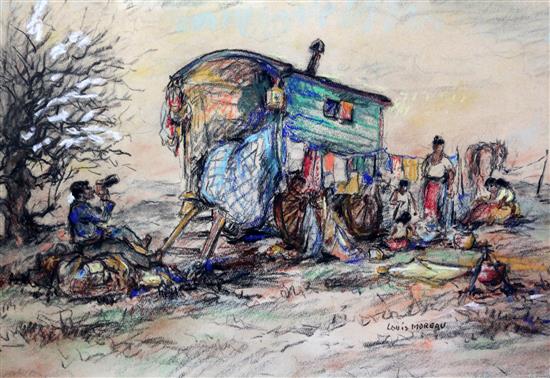 Louis Moreau Gipsies Caravan, 13 x 19in.